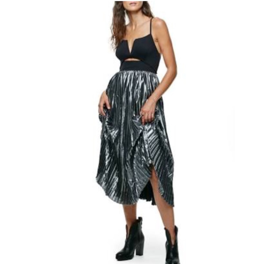 💕HP🎉NWT Free People Piper Pleated midi dress, S - Picture 3 of 4